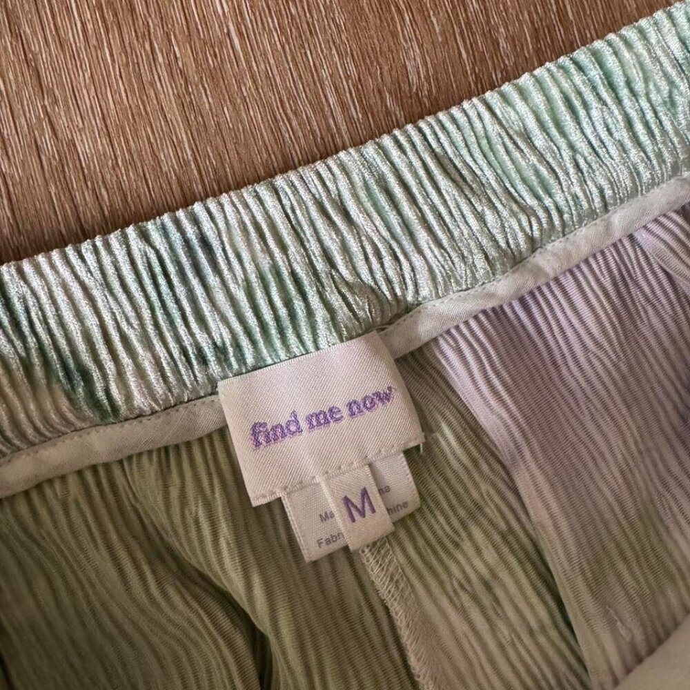 Find‎ Me Now Purple Green Grey Tie Dye Pull On Wide Leg Pants Size M - Picture 5 of 5
